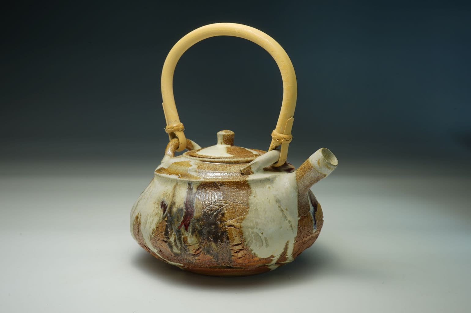 Wood-fired teapot with sculptured surface, unique piece from my private collection.