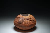 Recently fired Ikebana Planting vase /container, in natural texture earth crust stoneware